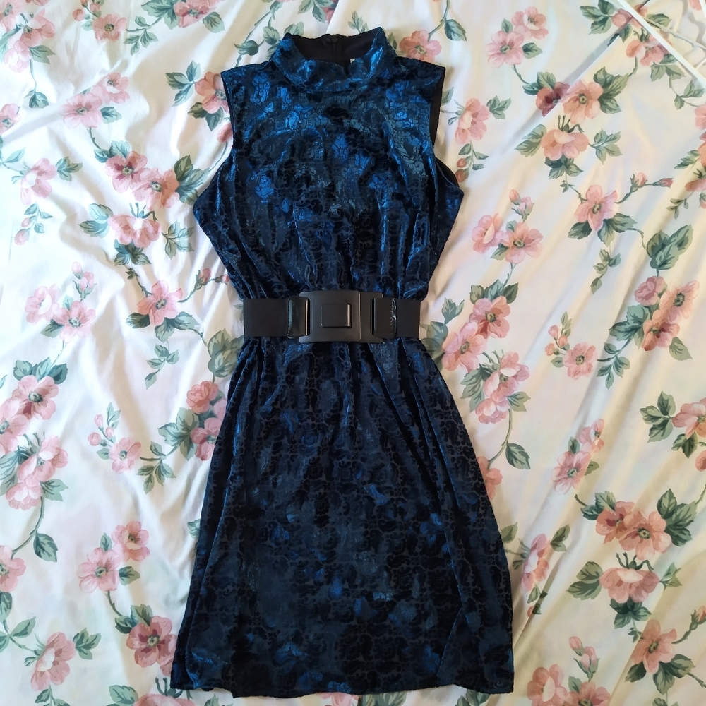 *SALE* NWOT Blue Velvet High Neck Sleeveless Dress